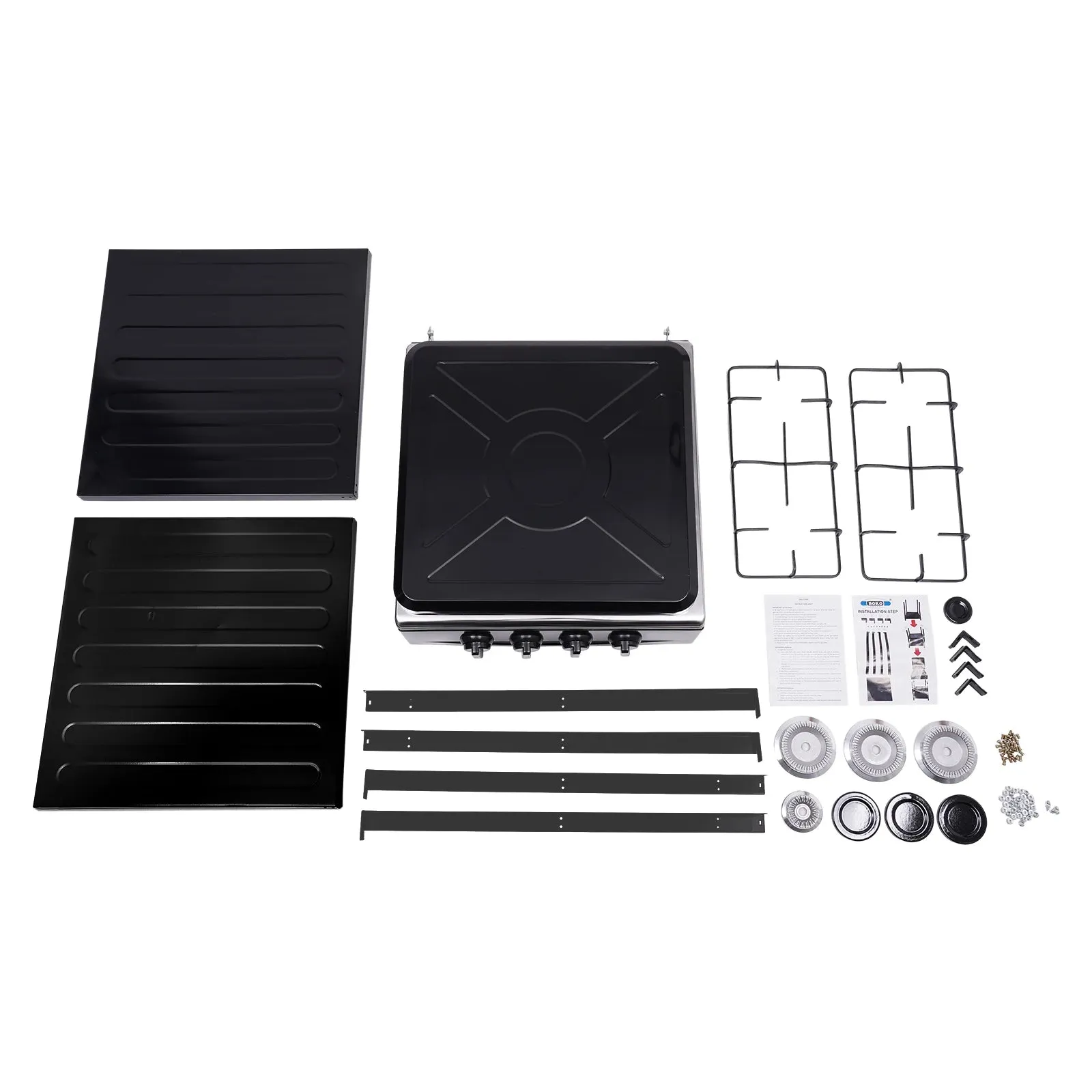 4 Burner Portable Gas Stove with Wind Shelter for Outdoor Cooking and Camping