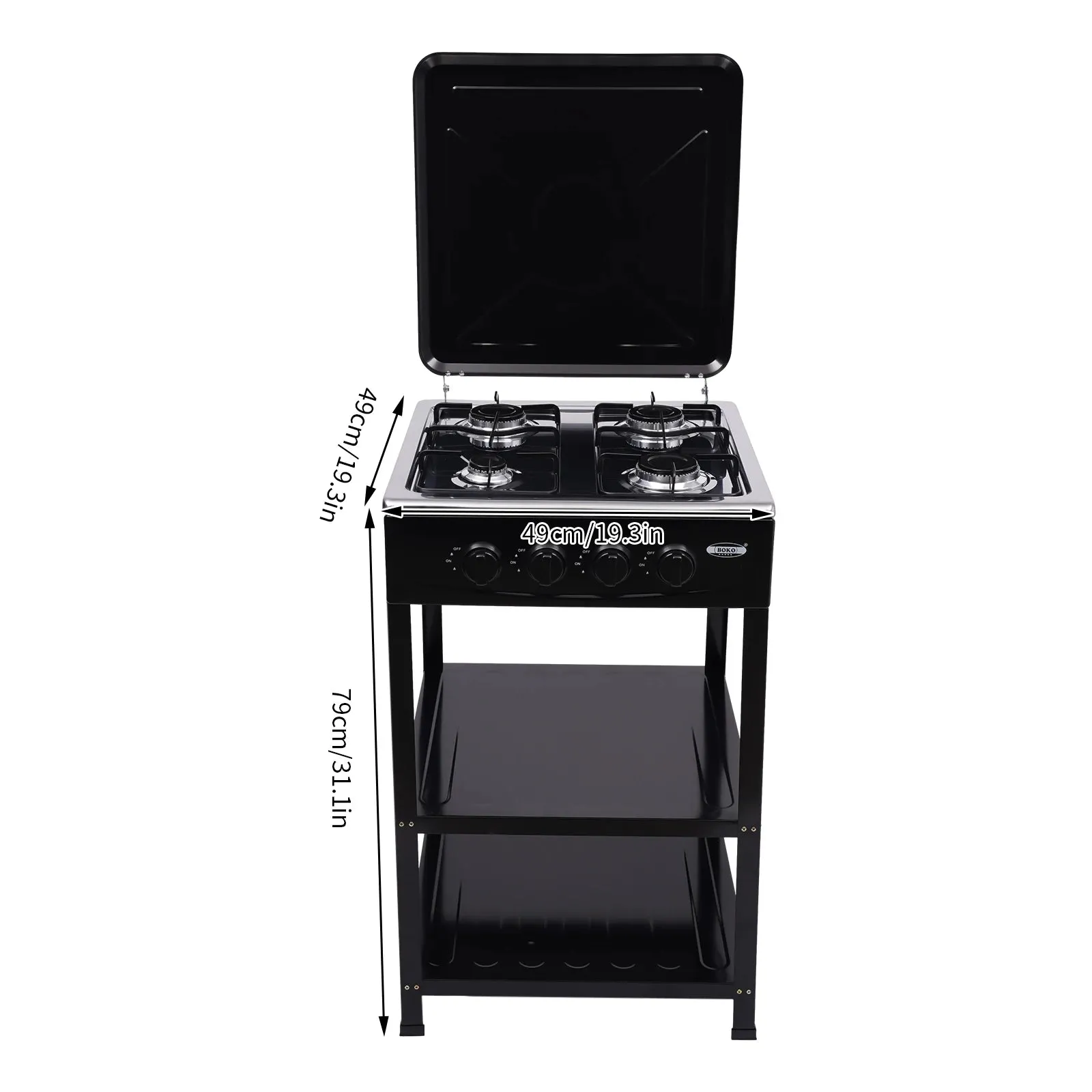 4 Burner Portable Gas Stove with Wind Shelter for Outdoor Cooking and Camping
