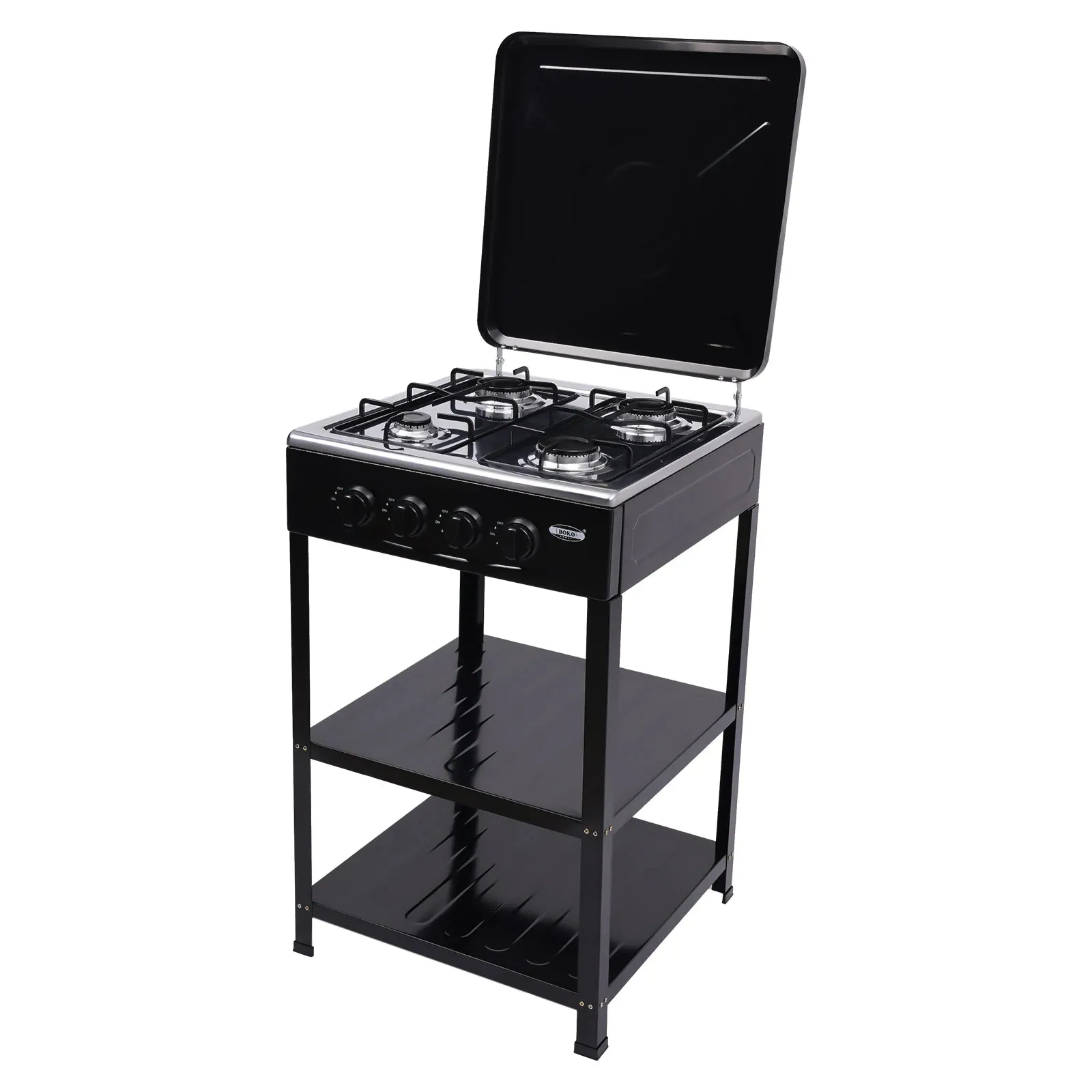 4 Burner Portable Gas Stove with Wind Shelter for Outdoor Cooking and Camping