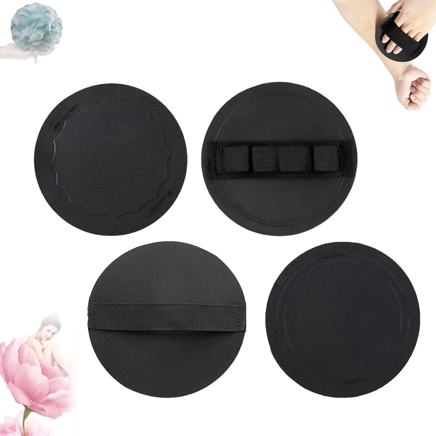 4 Counts Shower and Bath Tool, Deep Cleansing Bath and Shower Tool, Exfoliating Body Scrubber Set, for Massage and Removing Dead Skin, Gentle Dead Skin Remover for Men & Wom
