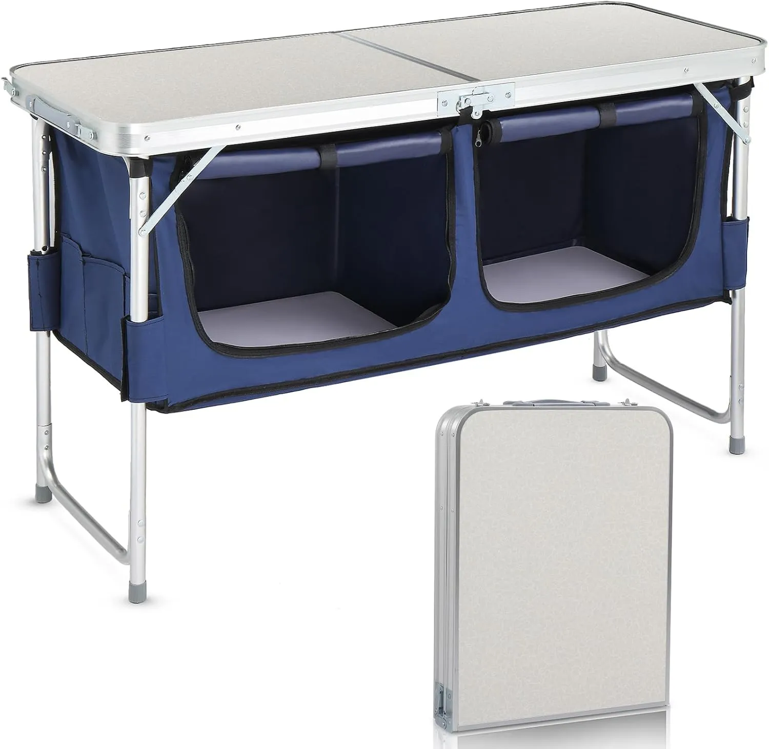 4 Ft Folding Camping Table with Storage