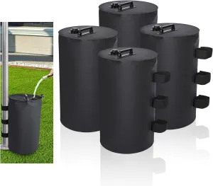 4-Pack Canopy Water Weight Bag, 88 LBS, 20 L Black Water Tent Weights, Leg Weights for Pop Up Canopy, Sandbags Tents, Strong Windproof for Pop up Canopy, Gazebo, Shelter, Durable, Easy to Store & Use