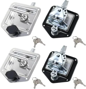 4 Pcs Stainless Steel Car Trailer Door Latch Rv Door Tool Box Lock with Gasket T-Handle Latch with Keys 304 Stainless Steel Highly Polished