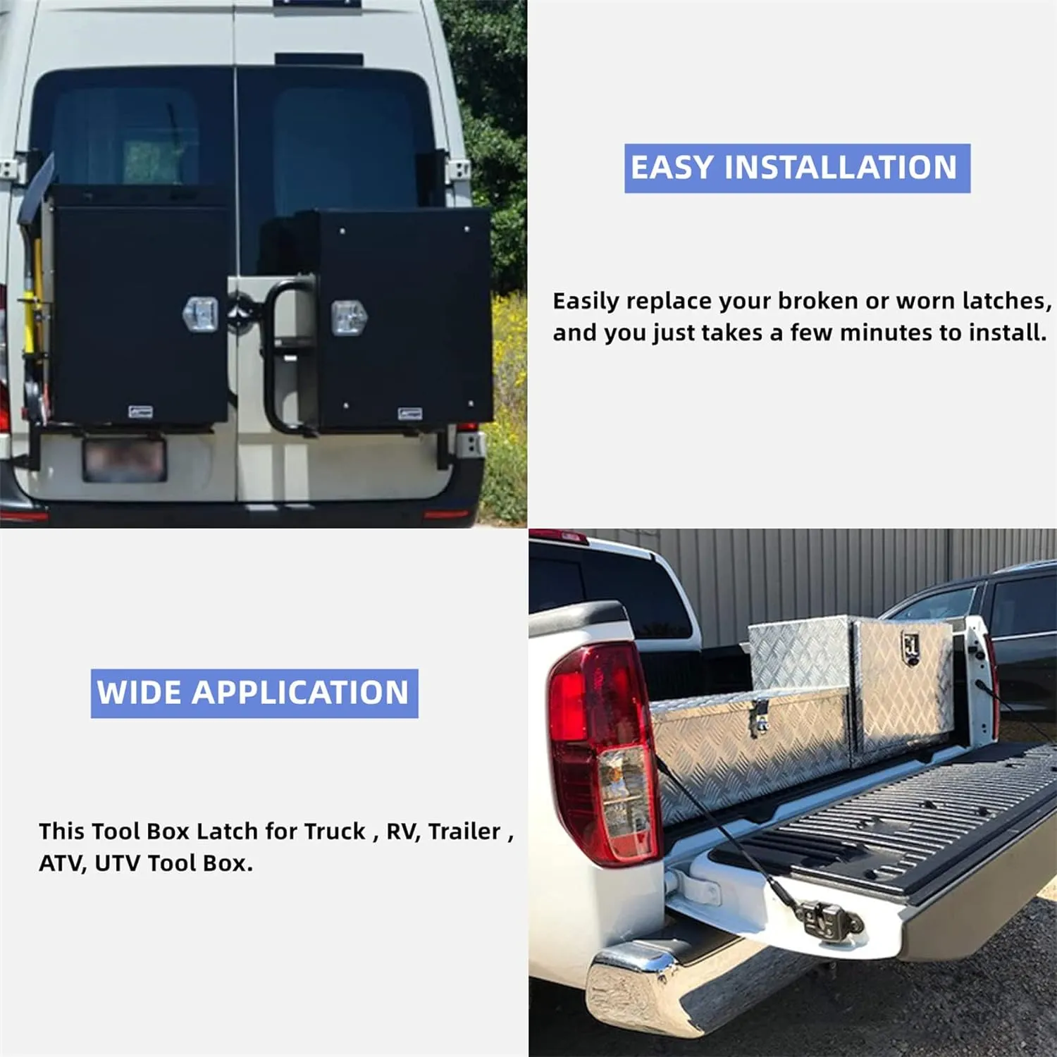 4 Pcs Stainless Steel Car Trailer Door Latch Rv Door Tool Box Lock with Gasket T-Handle Latch with Keys 304 Stainless Steel Highly Polished