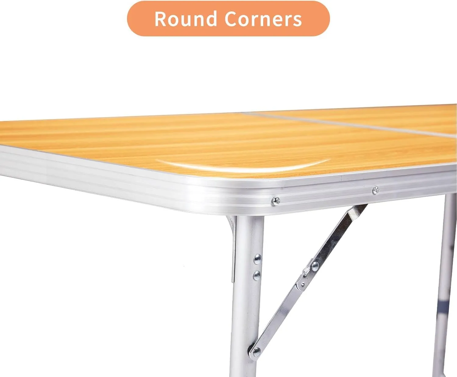 4' Portable Camping Table, Folding Rectangular Picnic Table, Outdoor Multipurpose Beach Tables with Carry Handle and Adjustable Legs for Dining BBQ, Load Bearing Capacity 70 lbs (Wood Grain Color)