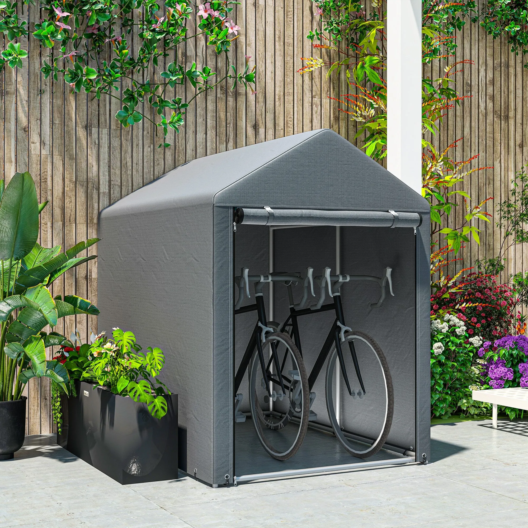 4' x 6' Portable Storage Shed with Galvanized Frame and Roll-up Door