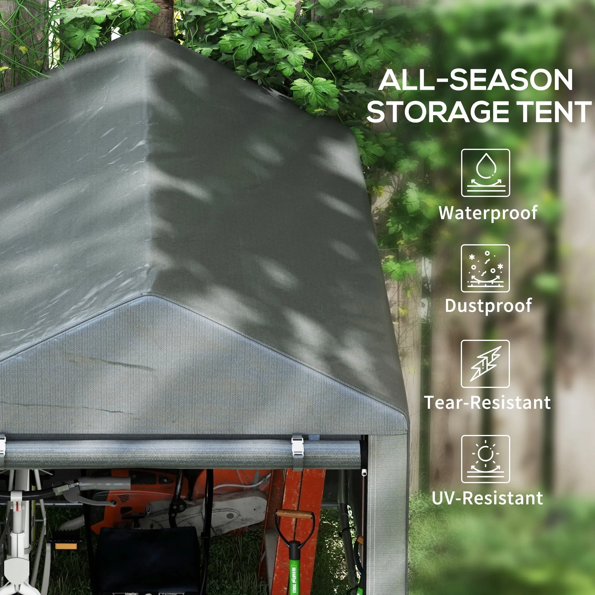4' x 6' Portable Storage Shed with Galvanized Frame and Roll-up Door