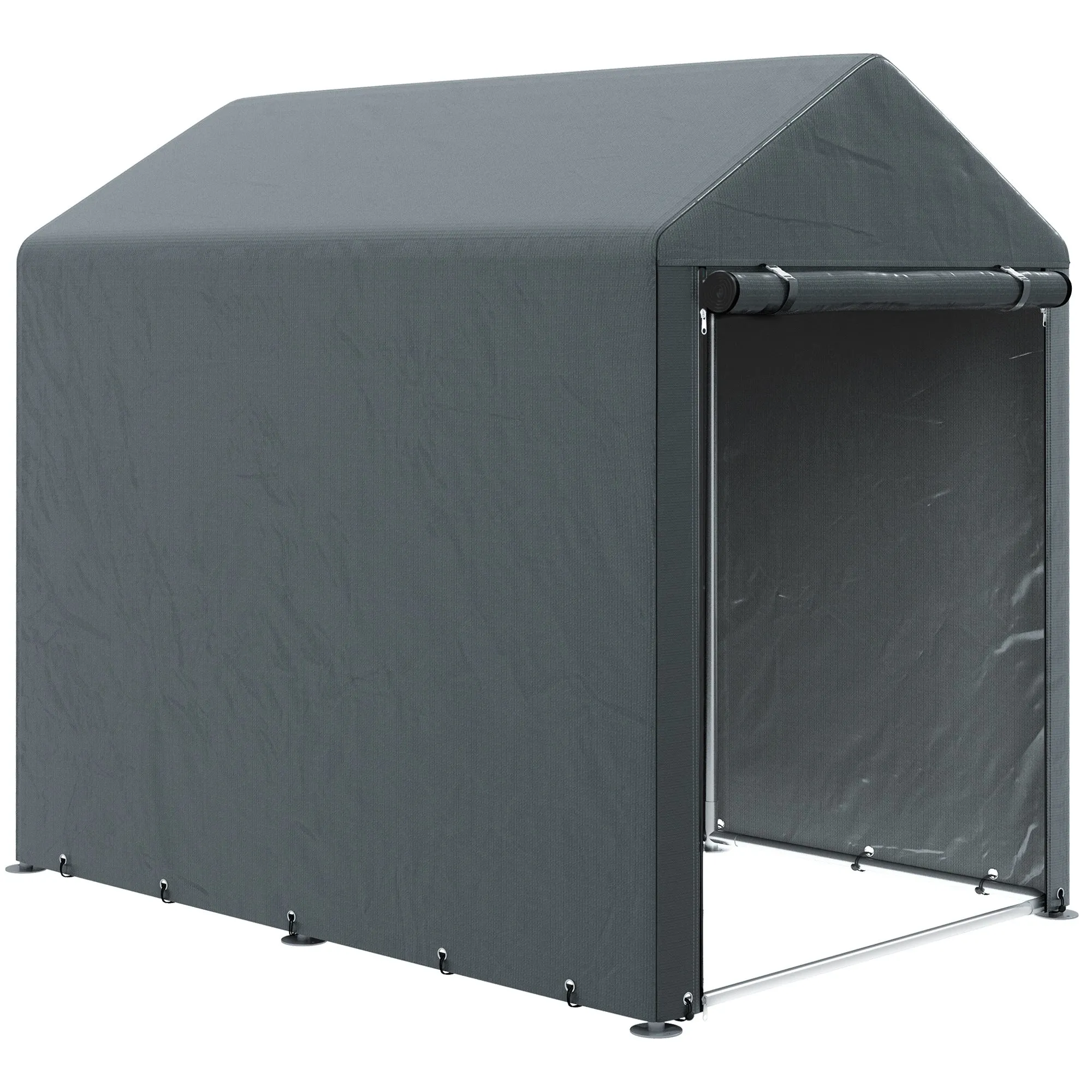 4' x 6' Portable Storage Shed with Galvanized Frame and Roll-up Door