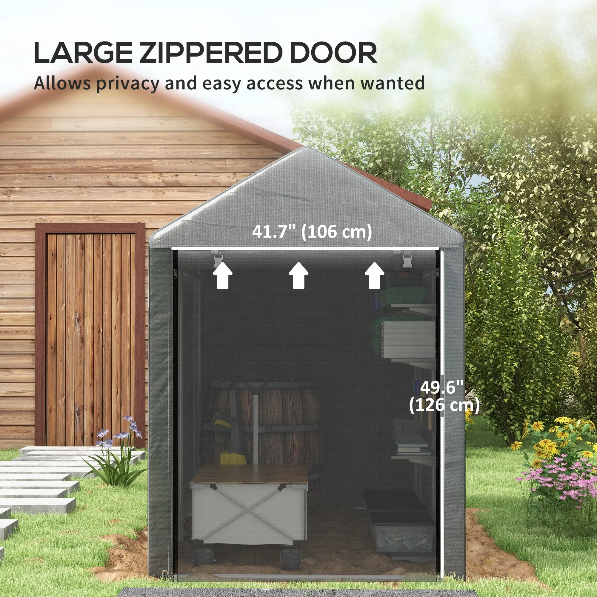 4' x 6' Portable Storage Shed with Galvanized Frame and Roll-up Door