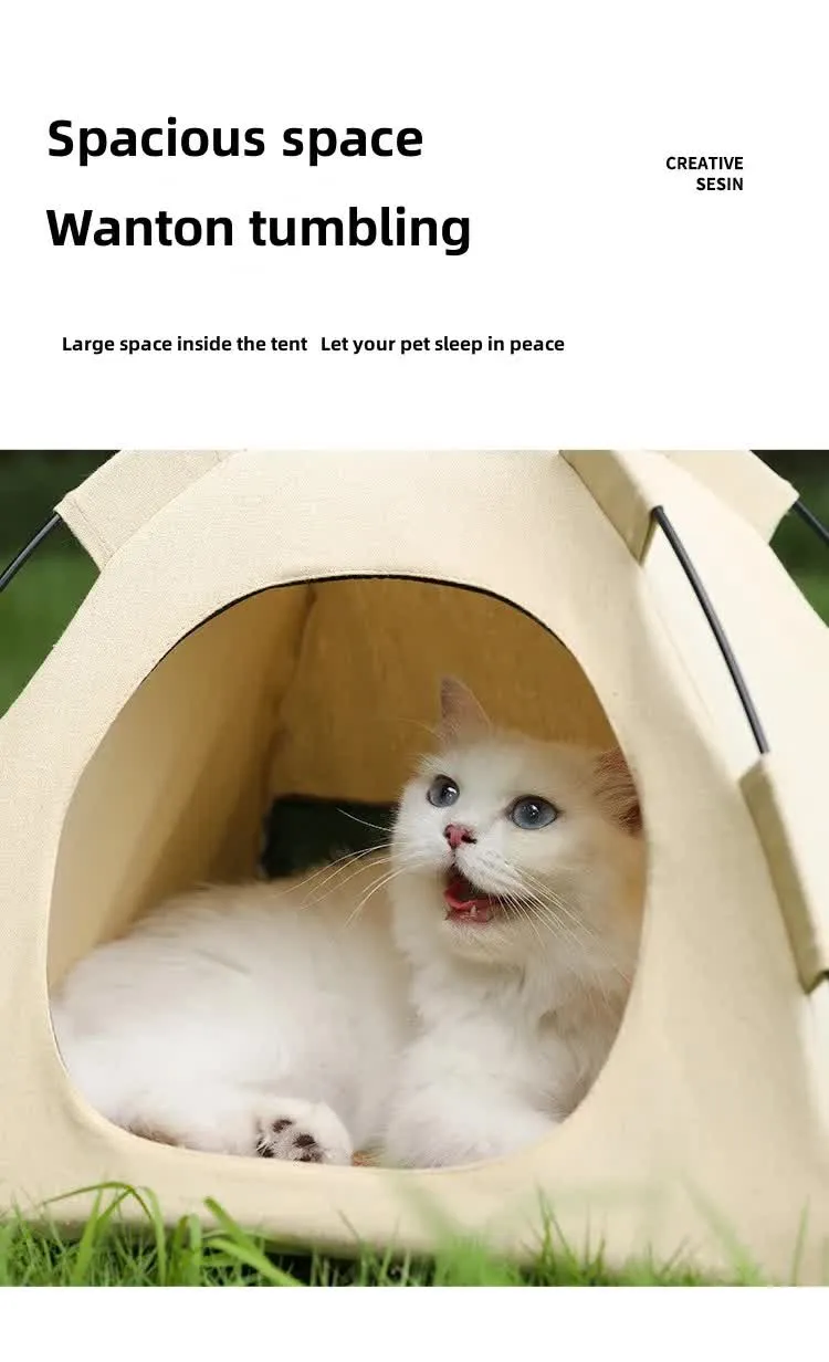 40*40*37cm Size: Apricot, for -Windproof Dustproof Shelter Exclusive event Pets, Tent Sophisticated  Small Cat Outdoor and House,Pet M