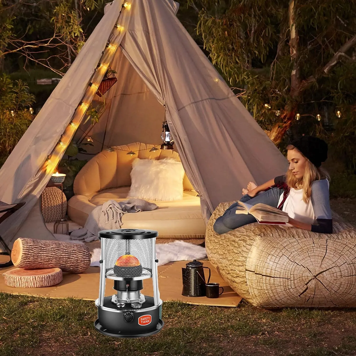 4.5L Non Electric Emergency Space Heaters,Portable Kerosene Stove Heater,Height Adjustable,for Ice Fishing Hiking Survival Emergency Patio