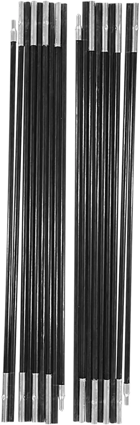 4.9M Tent Poles, Fiberglass Sturdy High Strength Elastic Special Head Design Multi Sections Foldable Poles for Outdoor Camping