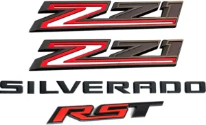 4PC Set for Silverado Plus Z71 RST Emblems 3D Badges Compatible with Silverado 2019-2025 (Black Red)