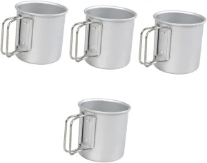 4pcs Multi-purpose Titanium Cup Collapsible Hiking Mug Camping Bowl Handle Aluminum Pot Snack Cup