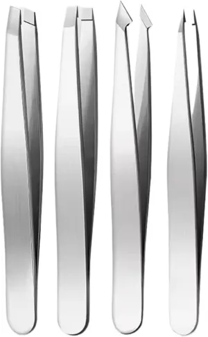 4Pcs Multi-Use Precision Stainless Steel Tweezers(4Pcs-Silver)