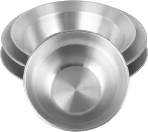 4Pcs Stainless Steel Bowl and Plate Set,Dinnerware Cooking Outdoor Tableware Camping Utensils for Beach BBQ Indoor Picnic