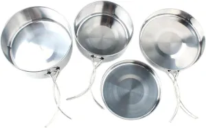 4pcs Stainless Steel Cookware Set Durable and Portable Cooking Pots for Outdoor Camping Hiking and Kitchen Use Cooking Supplies