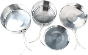 4pcs Stainless Steel Cookware Set Portable Combination Cooking Supplies for Outdoor Camping Hiking and Backpacking Pot for People