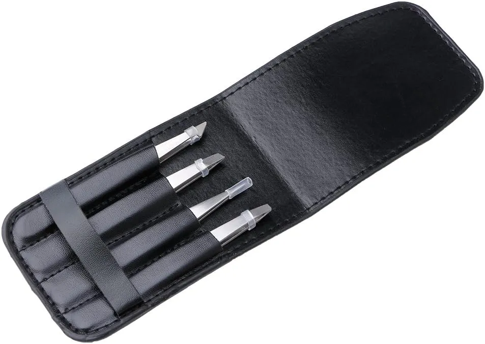 4PCS Stainless Steel Eyelash Tweezers Set for Makeup Application - Precision Tools for False Lashes, Eyebrow Shaping, and Eye Makeup - and Easy to Use