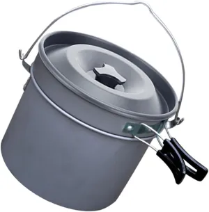 5-6 Person Camping Cookware Set Portable Hanging Pot for Outdoor Cooking Non-Stick Pot Griddle