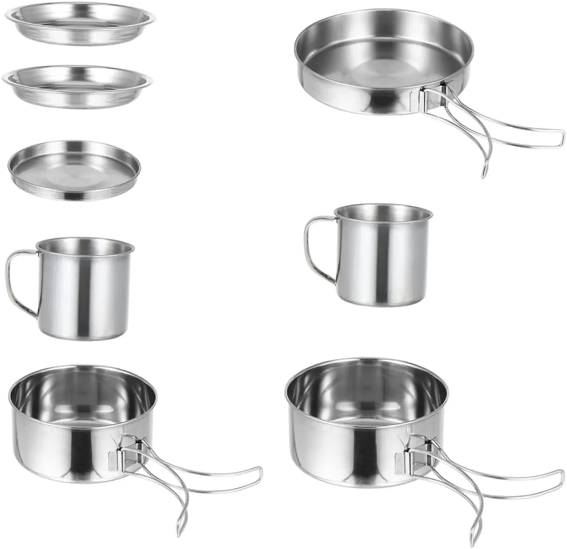 5-6 Person Stainless Steel Pot Set Outdoor Cooking Kit Backpacking Cooking Set Camping Griddle Pan Camping Cookware
