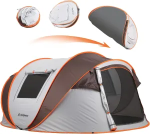 5-8 Person Black   Orange Pop-Up Camping Boat Tent Waterproof Tent for Easy Setup in Under 10 Mins, Included Rainfly Blocks Wind & Rain, Tent for Camping, Festivals, Backyard, Sleepovers