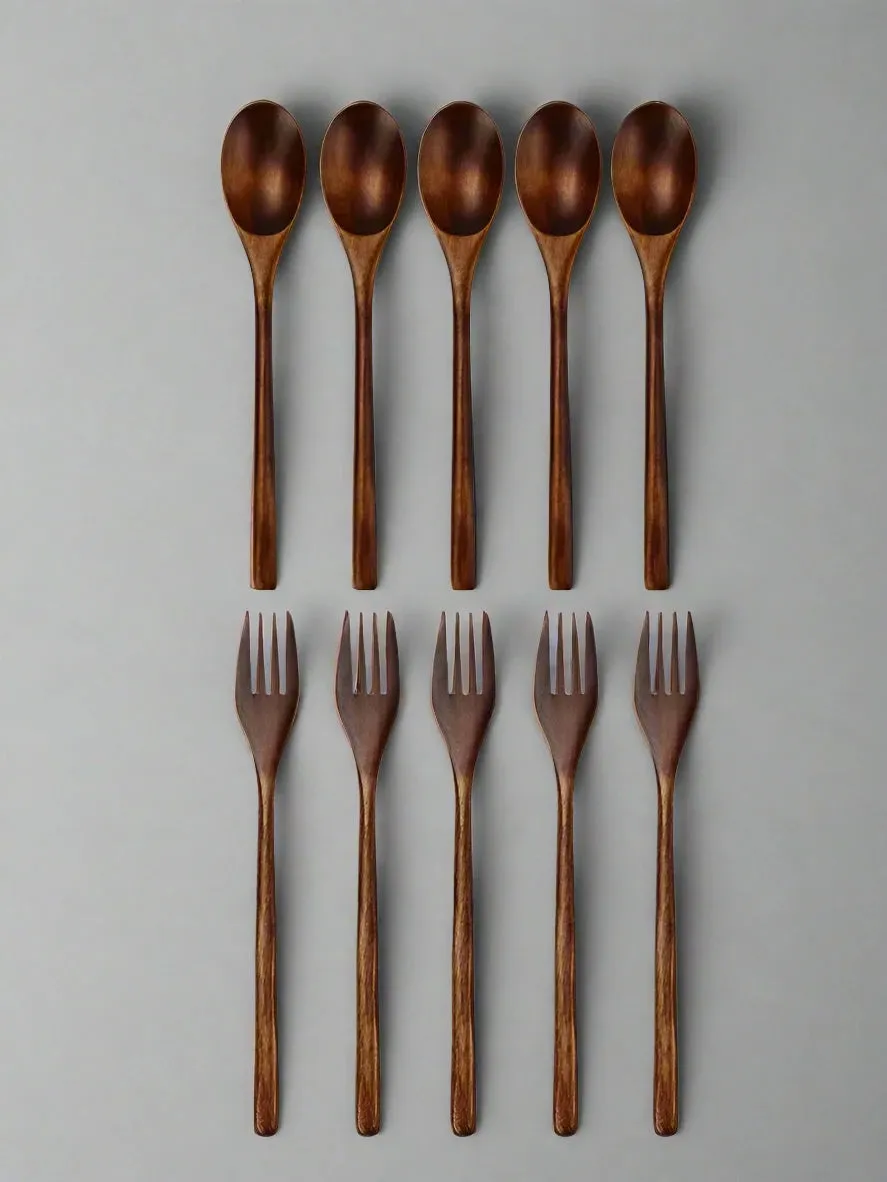5-Piece Wooden Spoon and Fork Sets