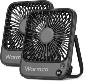 5000mAh Protable Travel Fan, 2Pack Rechargeable Battery Powered Personal Desk Fan, Quiet Operation, 4 Speeds Wind Small Desk Fan With 180° Tilt for Office Table Camping Cruise