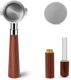 51mm Bottomless Portafilter Fits for Delonghi EC260, ECP3120/3220/3420/3630 – Includes Puck Screen and WDT Tool, Stainless Steel Espresso Portafilter with 2 Ears, Espresso Accessories Kit