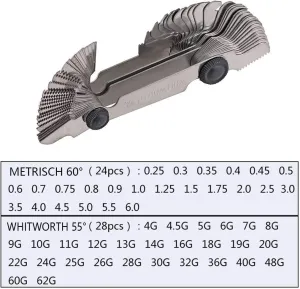 52 Piece Thread Pitch Gauge SAE Stainless Steel Screw Pitch Measuring Tool I Metric & British Whitworth Standard