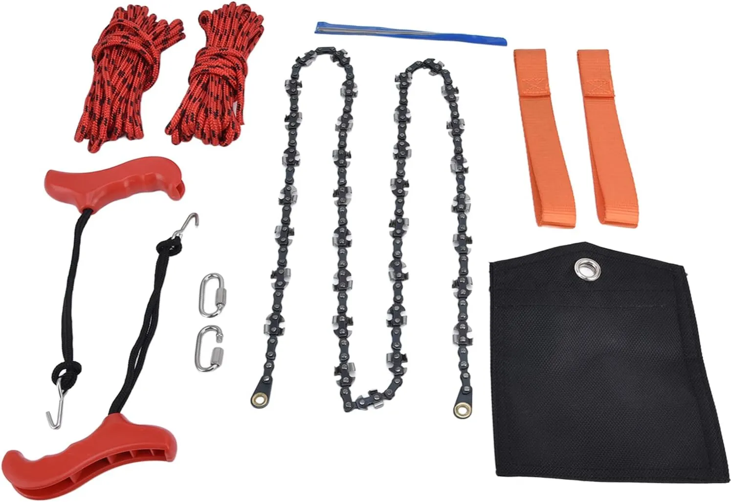 53 Inch High Reach Tree Limb Hand Rope Saw Rope Chain Saw with Double Sides Blades Manganese Steel Folding Pocket Chain Saw for Camping Gardening Survival Gear