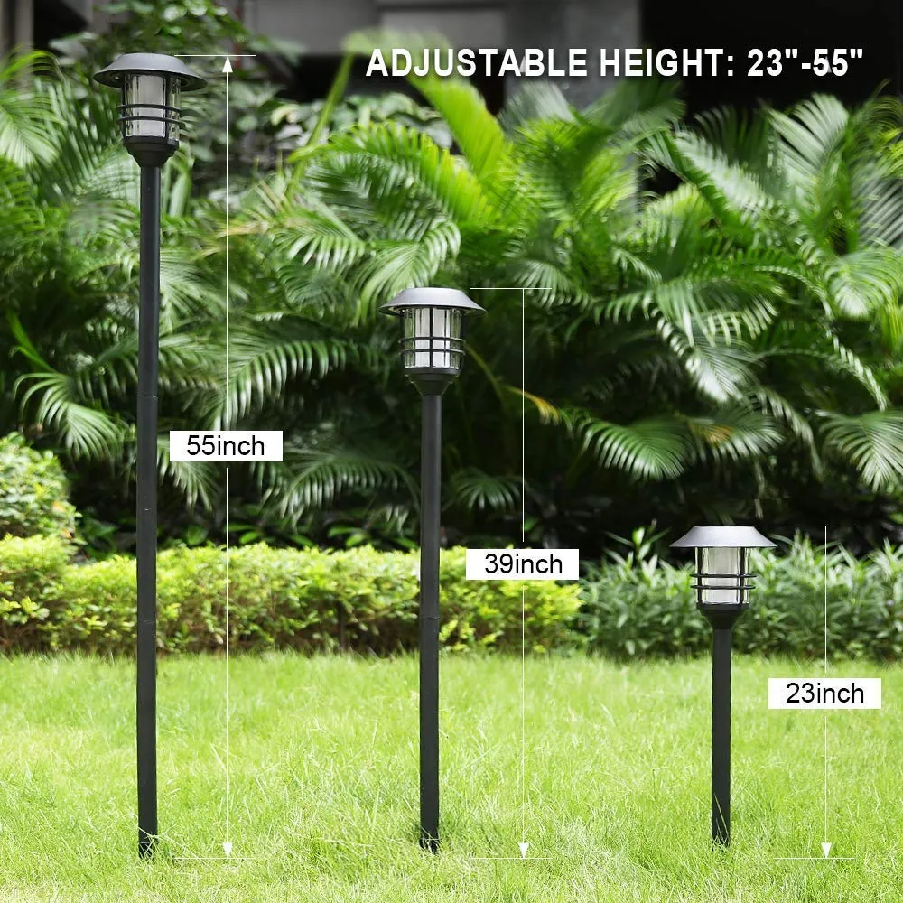 55" Tall Solar Torches Lights 4 Pack with Flicking Flame 100% Metal LED Solar Light Outdoor Dancing Stainless Steel Walkway Lighting for Garden Patio Yard Decor Waterproof Pool Path Effect Light