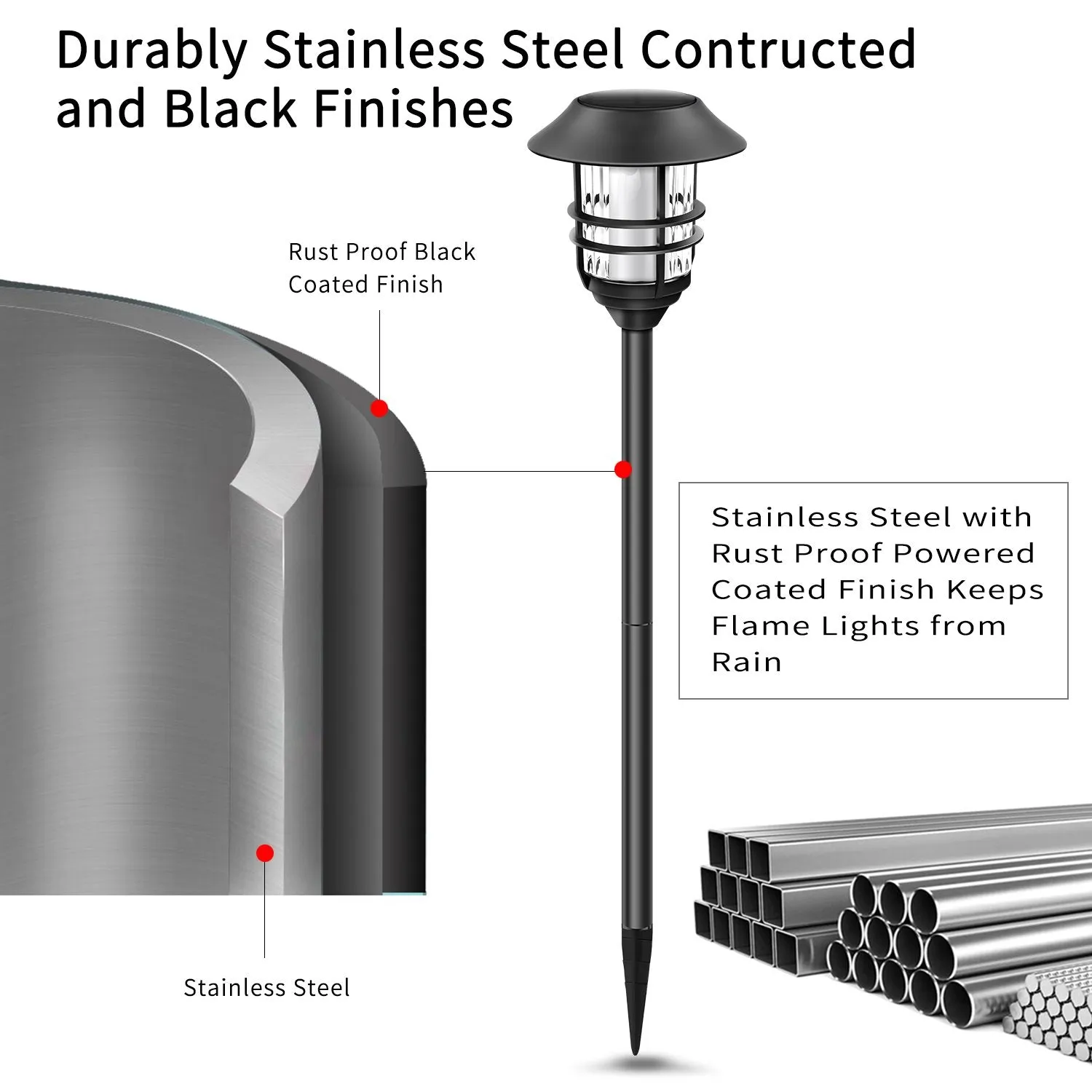 55" Tall Solar Torches Lights 4 Pack with Flicking Flame 100% Metal LED Solar Light Outdoor Dancing Stainless Steel Walkway Lighting for Garden Patio Yard Decor Waterproof Pool Path Effect Light
