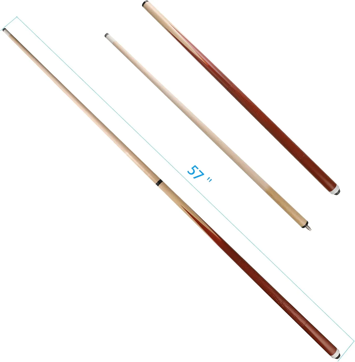 58" 2-Pieces Pool Cue Stick with Coffee Color and 13mm Leather Tip Weight 20OZ (Coffee Color 58" Set of 2/ Set of 4/ Set of 6 20OZ)