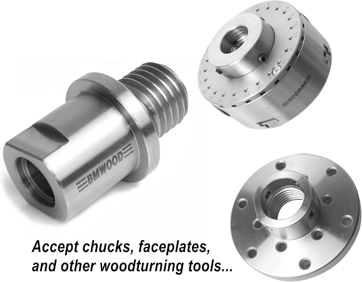 5/8" Shopsmith Female to 1" x 8TPI Male Thread Adaptor, Woodworking Lathe Headstock Spindle Adaptor with Two Nylon Washers.