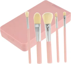 5pcs Led Folding Makeup Mirror with Brush Portable Vanity Mirror for Travel Compact Design for Women and Girls High Definition Reflection for Makeup Application