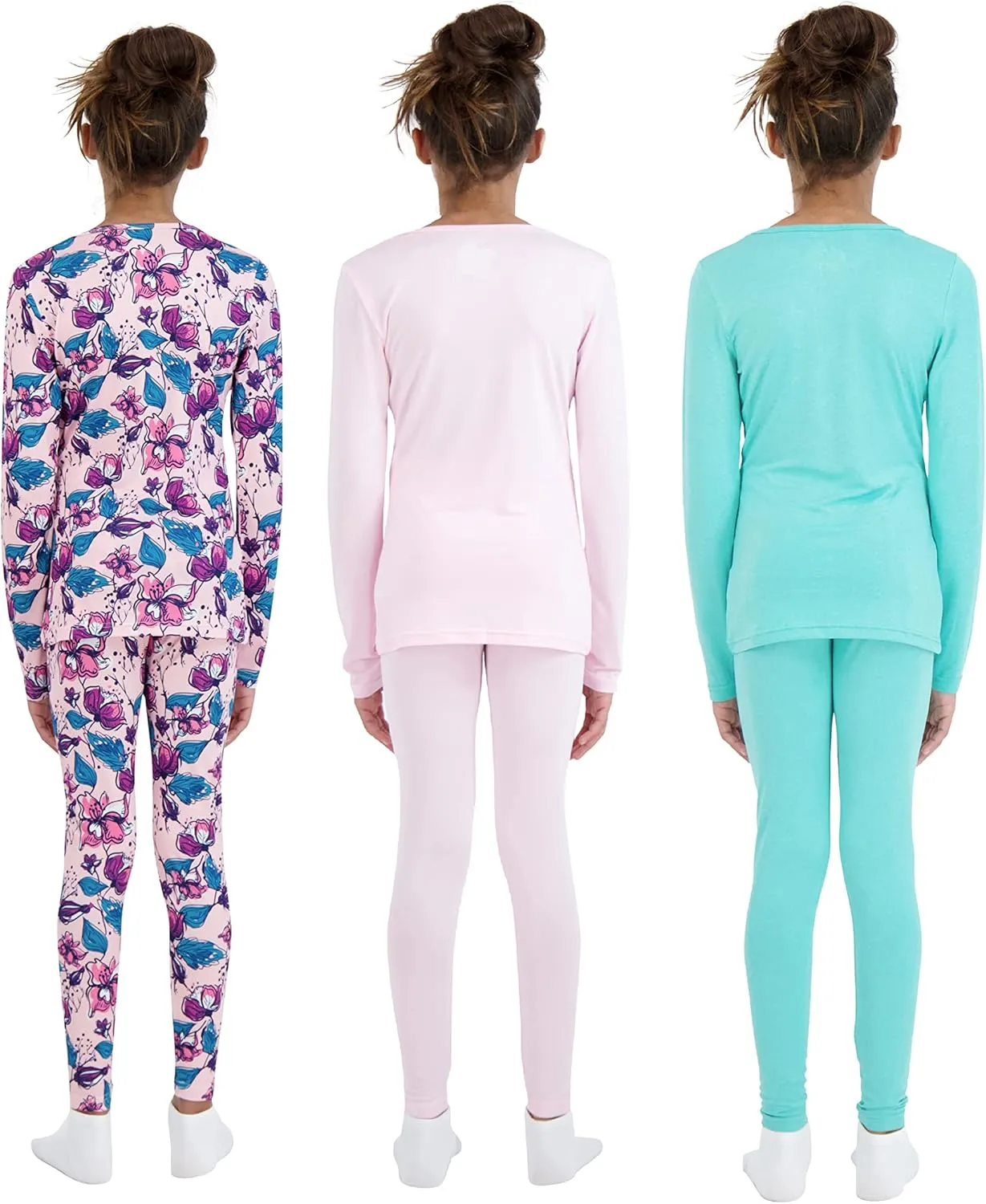 6 Piece Girls Base Layers Set for Kids | Toddler Moisture Wicking Lightweight Thermal Underwear Long Johns Set