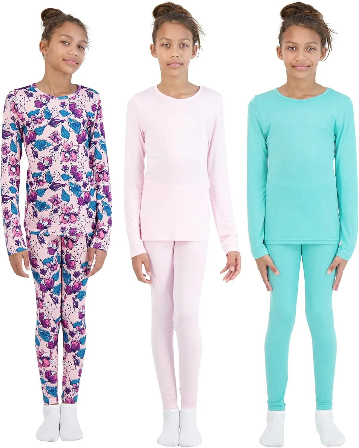 6 Piece Girls Base Layers Set for Kids | Toddler Moisture Wicking Lightweight Thermal Underwear Long Johns Set