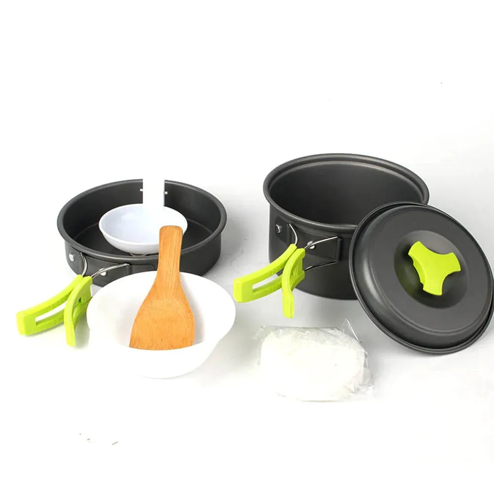 6-Piece Portable Cookware Set - 2-3 Persons Camping Pot, Bowl, and Spoon for Outdoor Hiking and Backpacking