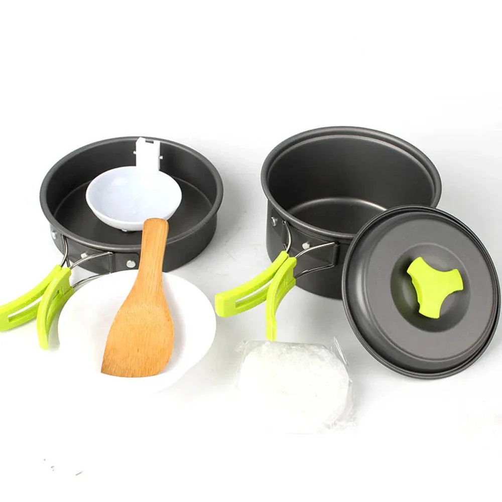 6-Piece Portable Cookware Set - 2-3 Persons Camping Pot, Bowl, and Spoon for Outdoor Hiking and Backpacking