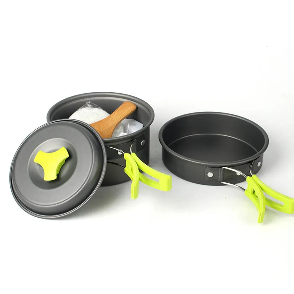 6-Piece Portable Cookware Set - 2-3 Persons Camping Pot, Bowl, and Spoon for Outdoor Hiking and Backpacking