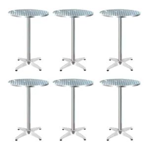 6 x Bar Table Aluminium/Stainless Steel - Round