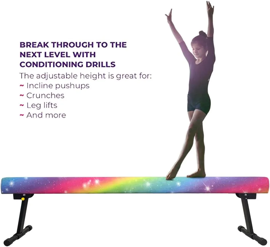 6ft Ultrasimple Adjustable&Foldable Balance Beam,High-Low Floor Beam Suede Gymnastics Equipment,No Tool Require, Gymnastics Beam for Training&Professional HomeTraining