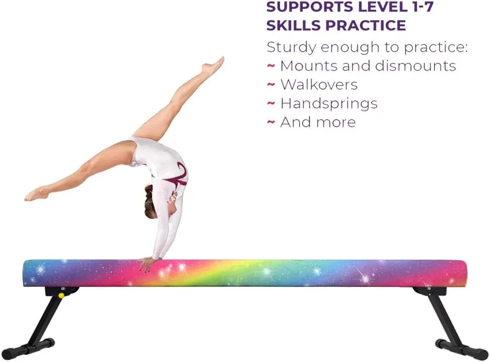 6ft Ultrasimple Adjustable&Foldable Balance Beam,High-Low Floor Beam Suede Gymnastics Equipment,No Tool Require, Gymnastics Beam for Training&Professional HomeTraining