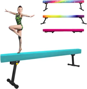 6ft Ultrasimple Adjustable&Foldable Balance Beam,High-Low Floor Beam Suede Gymnastics Equipment,No Tool Require, Gymnastics Beam for Training&Professional HomeTraining