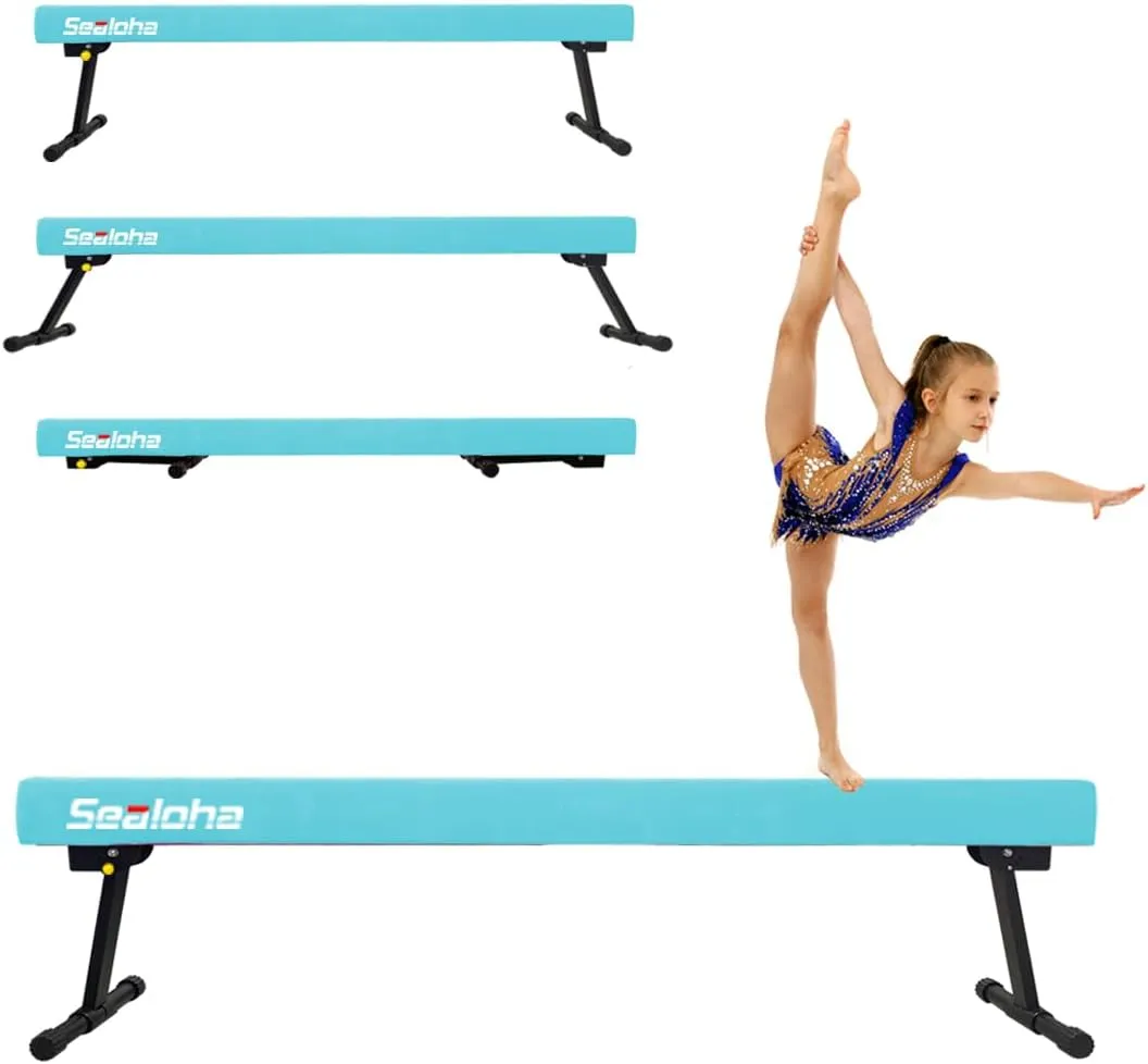 6ft Ultrasimple Adjustable&Foldable Balance Beam,High-Low Floor Beam Suede Gymnastics Equipment,No Tool Require, Gymnastics Beam for Training&Professional HomeTraining