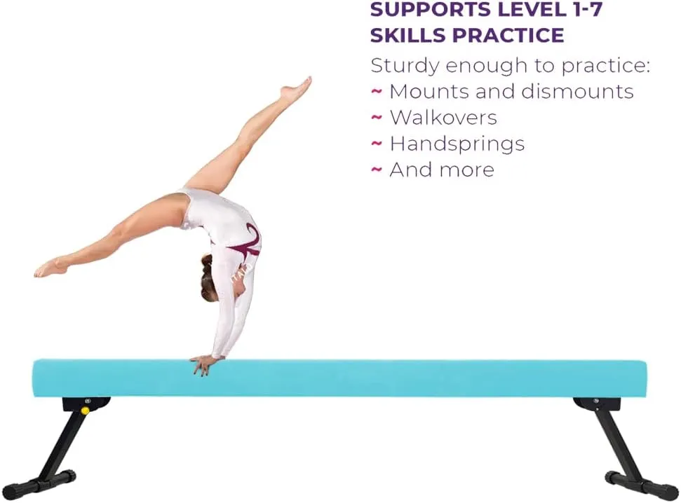 6ft Ultrasimple Adjustable&Foldable Balance Beam,High-Low Floor Beam Suede Gymnastics Equipment,No Tool Require, Gymnastics Beam for Training&Professional HomeTraining