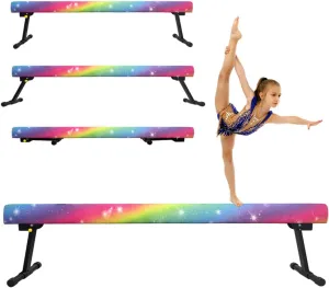 6ft Ultrasimple Adjustable&Foldable Balance Beam,High-Low Floor Beam Suede Gymnastics Equipment,No Tool Require, Gymnastics Beam for Training&Professional HomeTraining