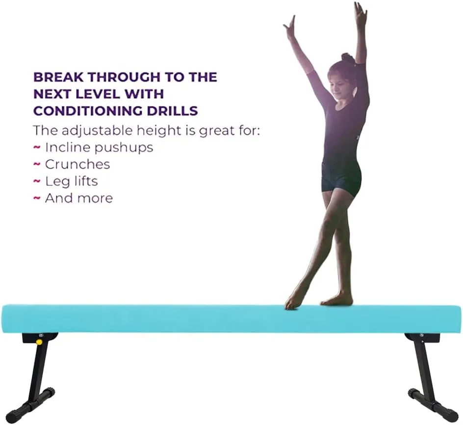 6ft Ultrasimple Adjustable&Foldable Balance Beam,High-Low Floor Beam Suede Gymnastics Equipment,No Tool Require, Gymnastics Beam for Training&Professional HomeTraining