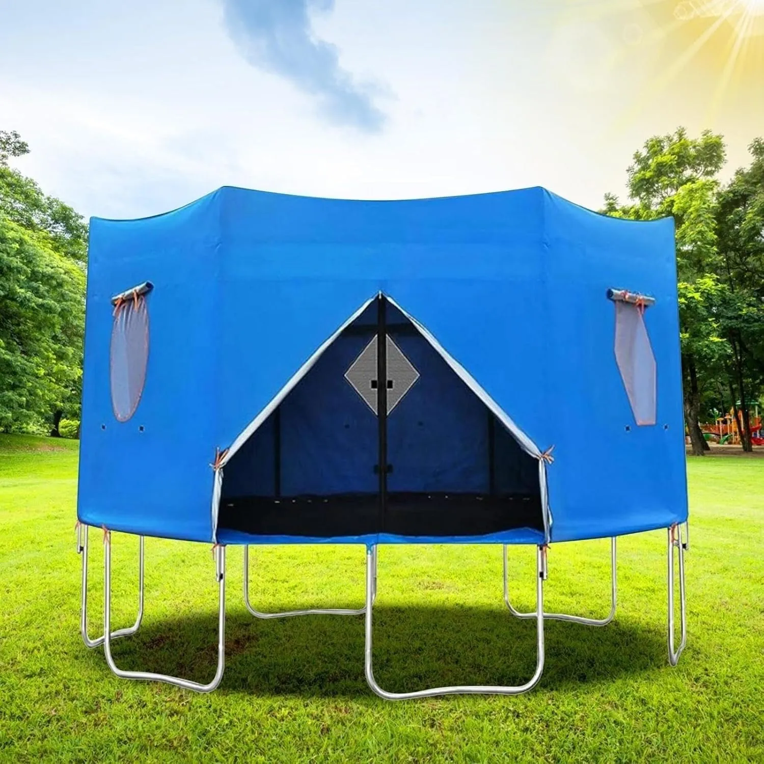 6FT/8FT/10FT/12FT/14FT/15FT Trampoline Tent, Trampoline Tent Cover, Waterproof Oxford Trampoline Canopy, Trampoline Sun Shade for 6 Straight Pole Round Trampoline